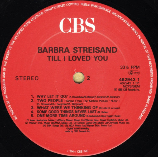 Barbra Streisand : Till I Loved You (LP, Album)