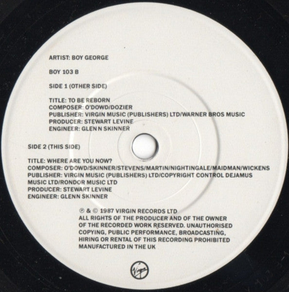 Boy George : To Be Reborn (7", Single, Pap)