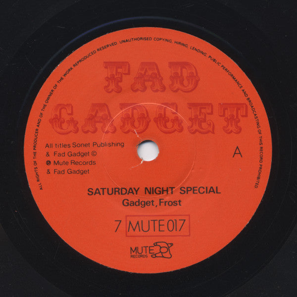 Fad Gadget : Saturday Night Special (7", Single)