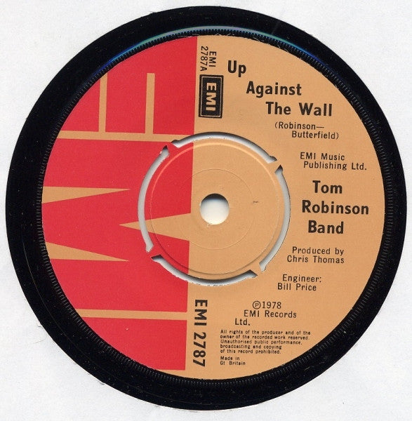 Tom Robinson Band : Up Against The Wall (7", Single)