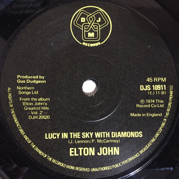 Elton John : Philadelphia Freedom / Lucy In The Sky With Diamonds (7", Single)