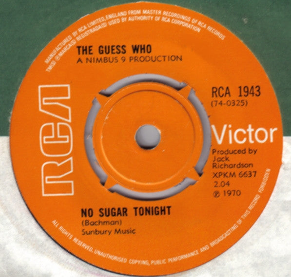 The Guess Who : American Woman / No Sugar Tonight (7", Single, Pus)