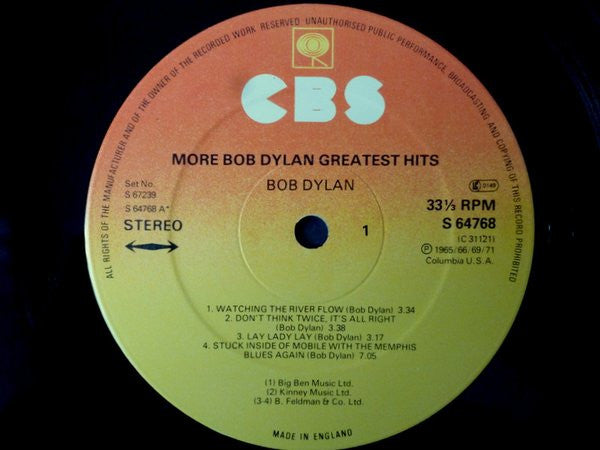 Bob Dylan : More Bob Dylan Greatest Hits (2xLP, Comp, RE)