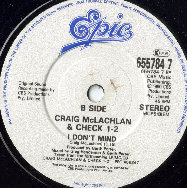 Craig McLachlan & Check 1-2 : Mona (7", Single)