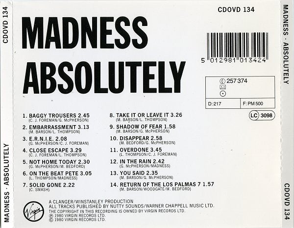 Madness : Absolutely (CD, Album, RE)