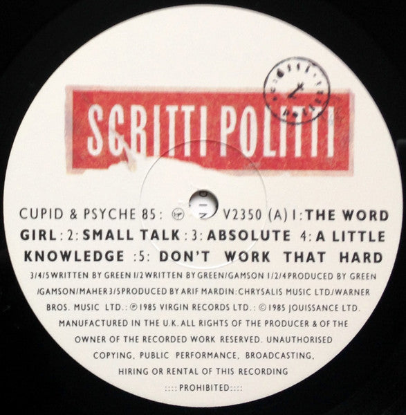 Scritti Politti : Cupid & Psyche 85 (LP, Album)