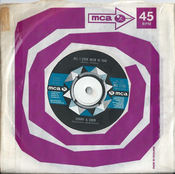 Sonny & Cher : All I Ever Need Is You (7", Single)