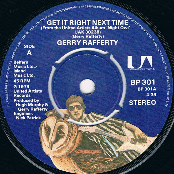 Gerry Rafferty : Get It Right Next Time (7", Single, Pus)