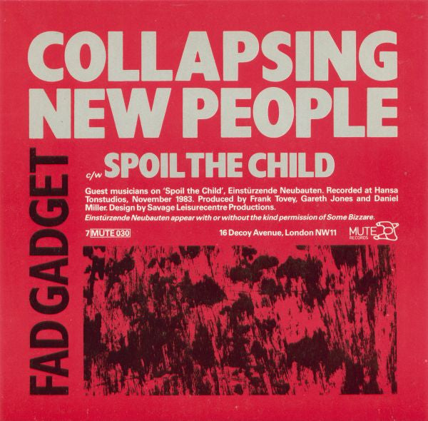 Fad Gadget : Collapsing New People (7", Single)