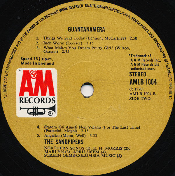 The Sandpipers : Guantanamera (LP, Album)