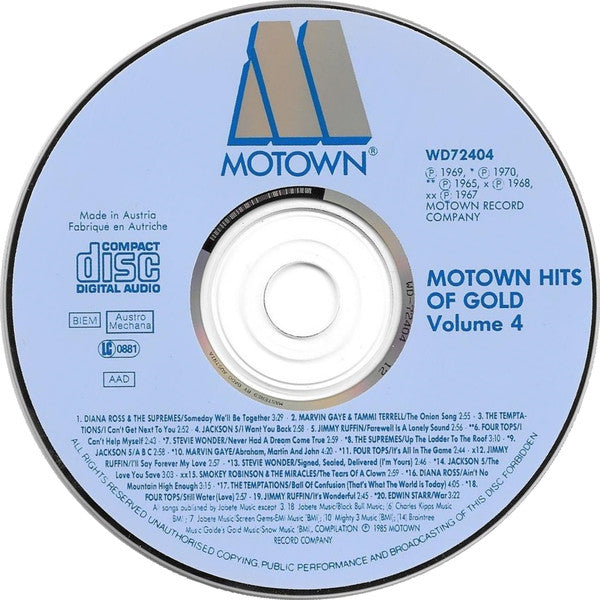 Various : Motown Hits Of Gold Volume 4 (CD, Comp, RE)