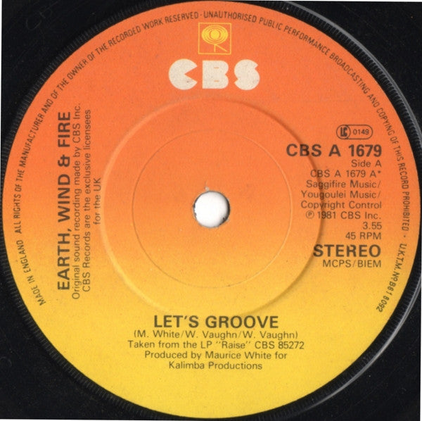 Earth, Wind & Fire : Let's Groove (7", Single, Pap)