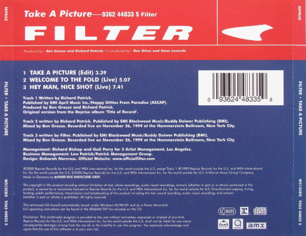 Filter (2) : Take A Picture (CD, Single, Enh)