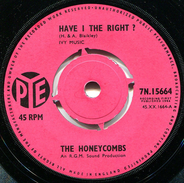 The Honeycombs : Have I The Right? (7", Single, 4 P)