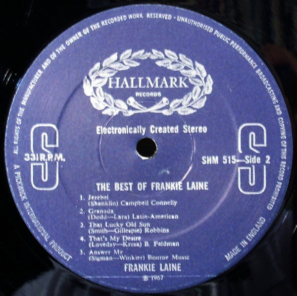 Frankie Laine : The Best Of Frankie Laine (LP, Comp, RP)