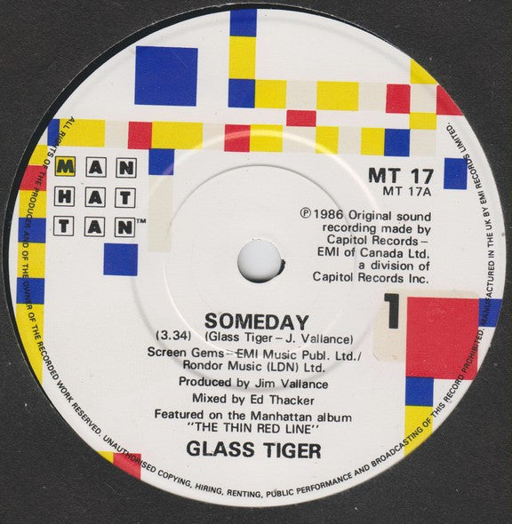 Glass Tiger : Someday (7", Single)