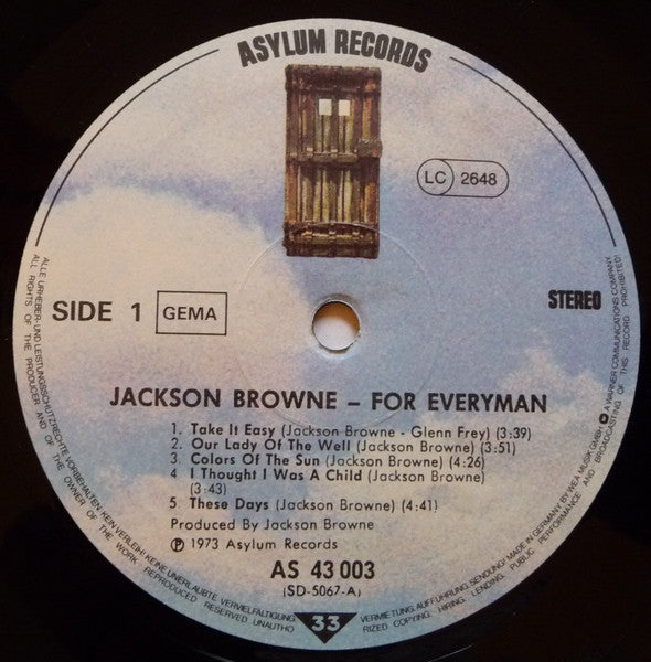 Jackson Browne : For Everyman (LP, Album, RE)