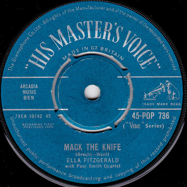 Ella Fitzgerald : Mack The Knife / Lorelei (7", Single)