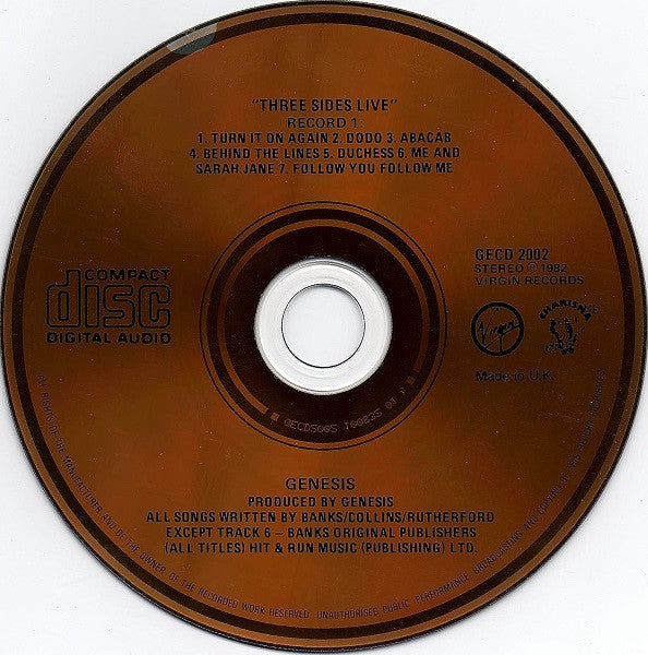 Genesis : Three Sides Live (2xCD, Album, M/Print, RE)