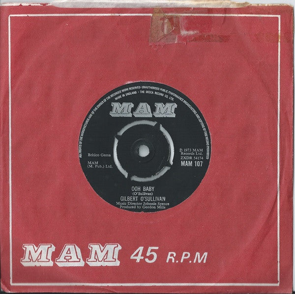 Gilbert O'Sullivan : Ooh Baby  (7", Single)