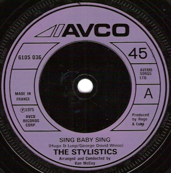 The Stylistics : Sing Baby Sing (7", Single, Fre)