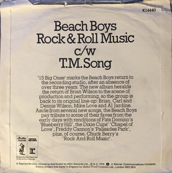 The Beach Boys : Rock And Roll Music (7", Single, Sol)