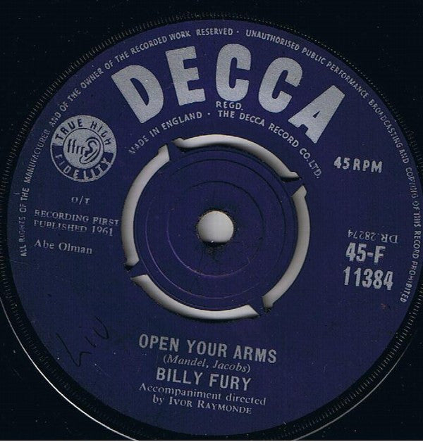 Billy Fury : Jealousy (7", Single)