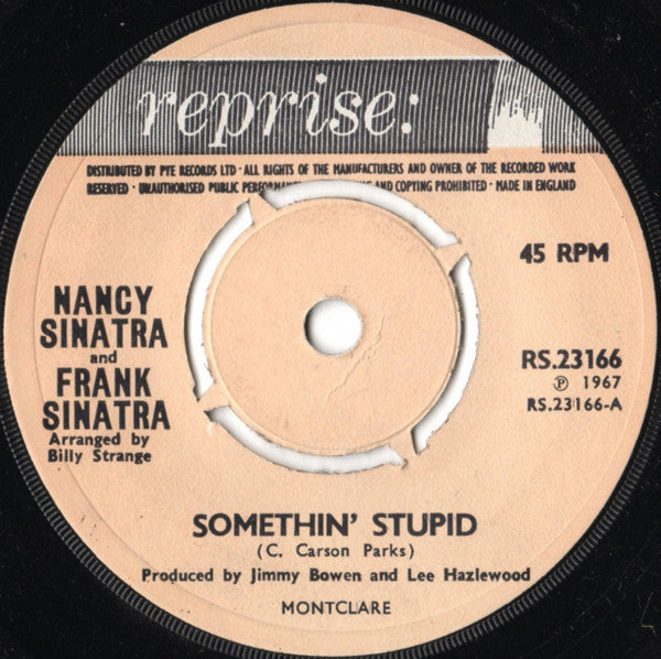 Nancy Sinatra And Frank Sinatra : Somethin' Stupid (7", Single, Kno)