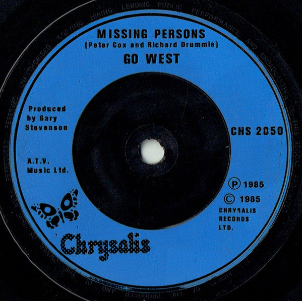 Go West : We Close Our Eyes (7", Single, Blu)