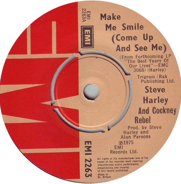 Steve Harley And Cockney Rebel* : Make Me Smile (Come Up And See Me) (7", Single)