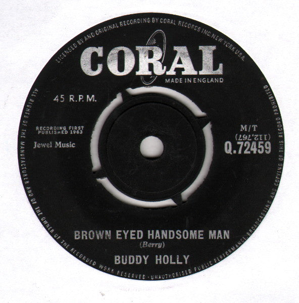 Buddy Holly : Brown Eyed Handsome Man (7", Single, RP)