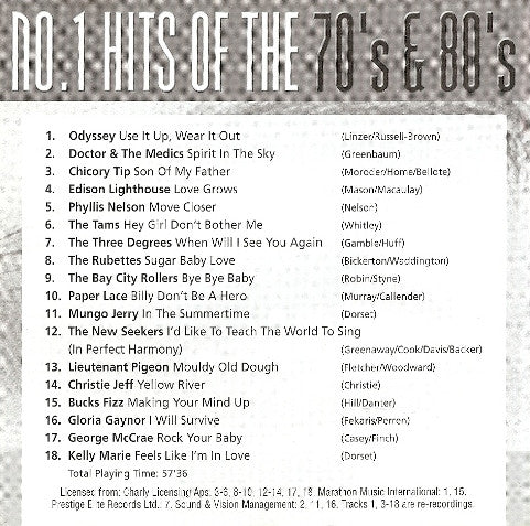 Various : No.1 Hits Of The 70's & 80's (CD, Comp)