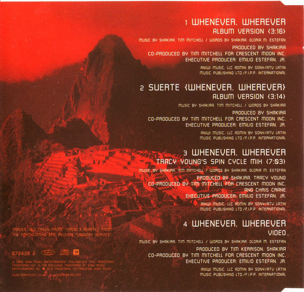 Shakira : Whenever Wherever (CD, Single, Enh)