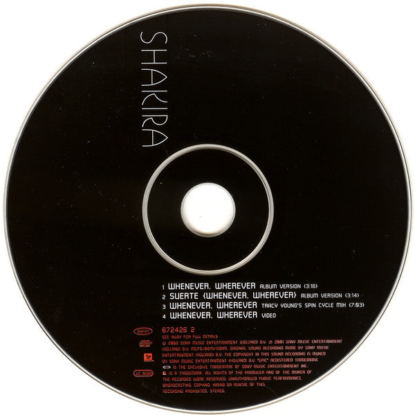 Shakira : Whenever Wherever (CD, Single, Enh)