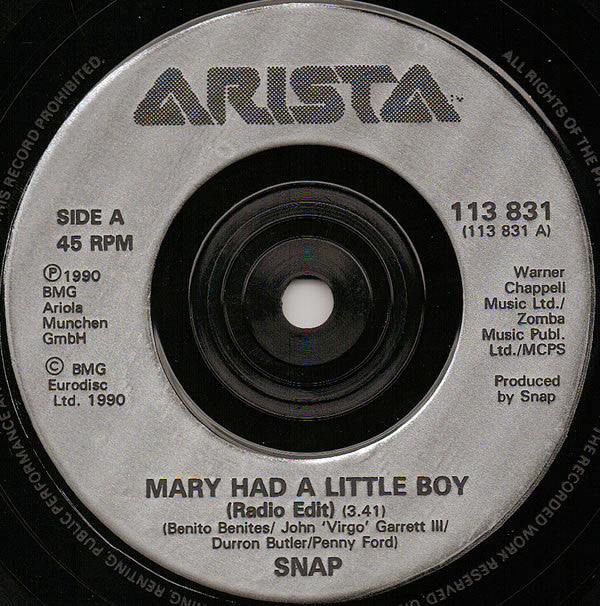 Snap! : Mary Had A Little Boy (7", Single, Sil)