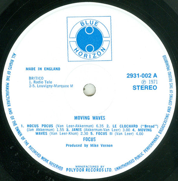 Focus (2) : Moving Waves (LP, Album)