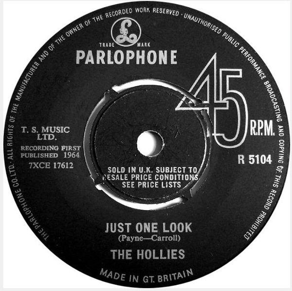 The Hollies : Just One Look (7", Single, RP)