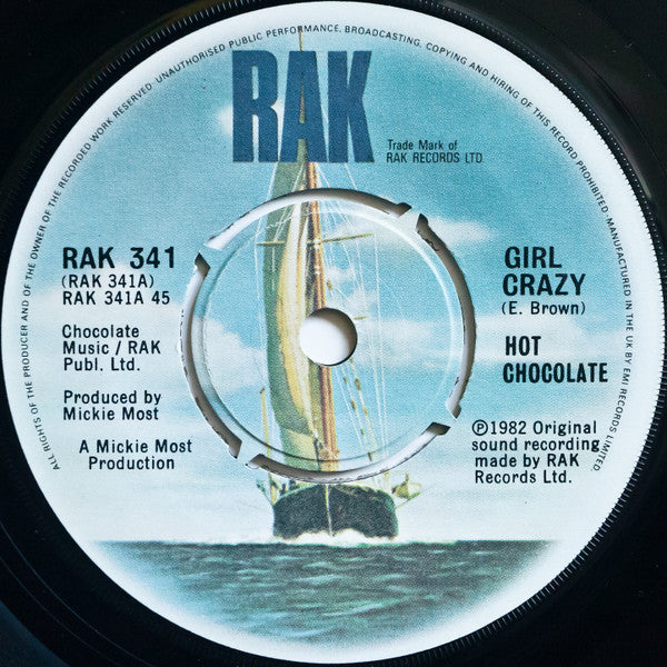 Hot Chocolate : Girl Crazy (7", Single, Pus)