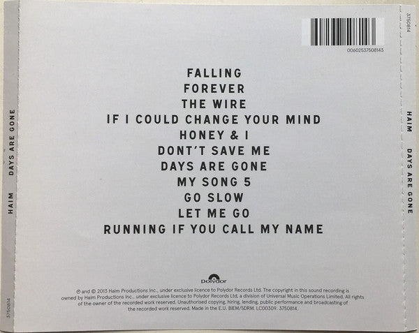 Haim (2) : Days Are Gone (CD, Album)