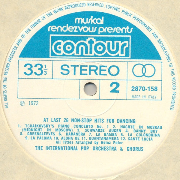 The International Pop Orchestra & Chorus : 26 Non-Stop Hits For Dancing (LP, Album, Ita)