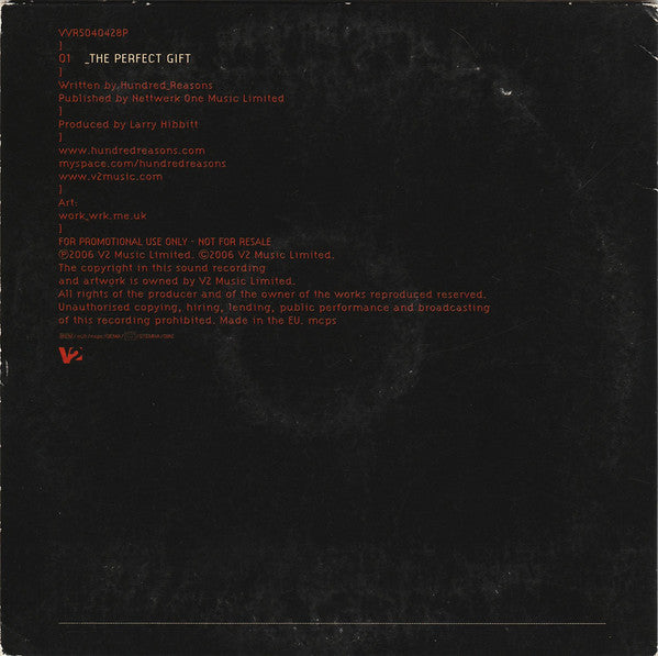 Hundred Reasons : The Perfect Gift (CD, Single, Promo)