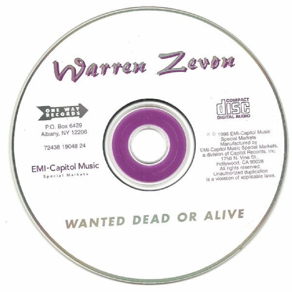 Warren Zevon : Wanted Dead Or Alive (CD, Album, RE)