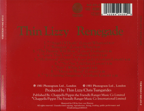 Thin Lizzy : Renegade (CD, Album, RE, RP, Uni)