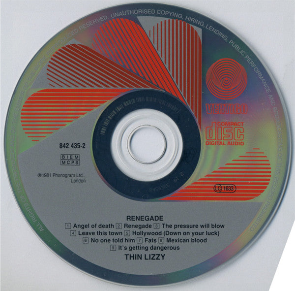 Thin Lizzy : Renegade (CD, Album, RE, RP, Uni)