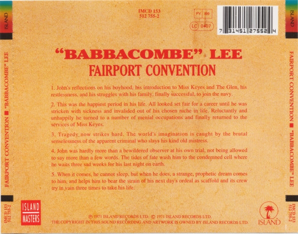 Fairport Convention : 'Babbacombe' Lee (CD, Album)