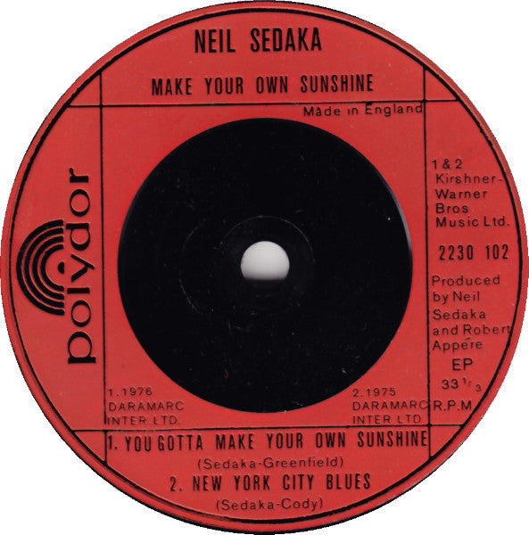 Neil Sedaka : Make Your Own Sunshine (7", EP, Ora)