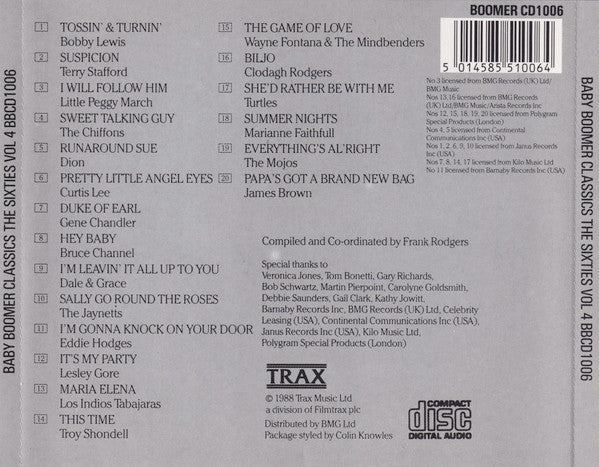 Various : Baby Boomer Classics - The Sixties (Vol 4) (CD, Comp, RP)
