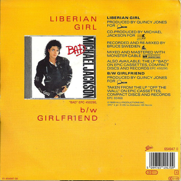 Michael Jackson : Liberian Girl (7", Single)