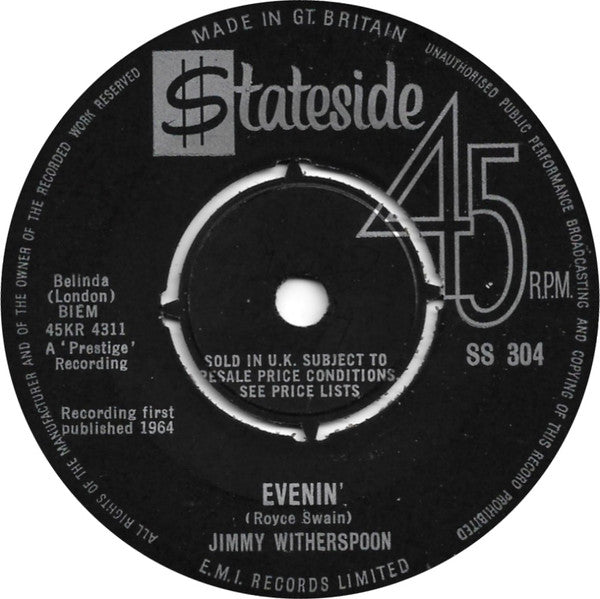 Jimmy Witherspoon : Money Is Getting Cheaper (7")