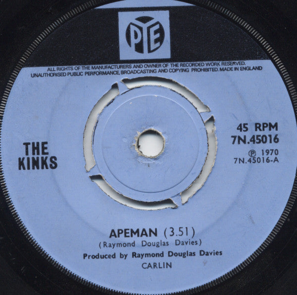 The Kinks : Apeman (7", Single, Mono, Pus)